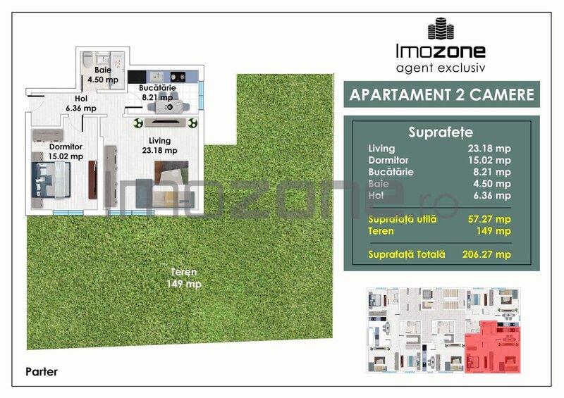 2 CAMERE | GRADINA 150 mp | METROU PACII | COMISION 0%